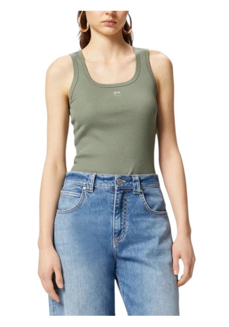 Ribbed tank top with logo PINKO | T-shirt | 100807 A2C1V49